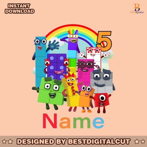 personalized-numberblocks-kids-5th-birthday-png