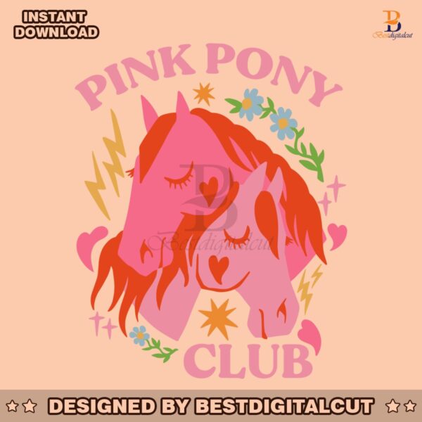 retro-pink-pony-club-floral-horse-svg