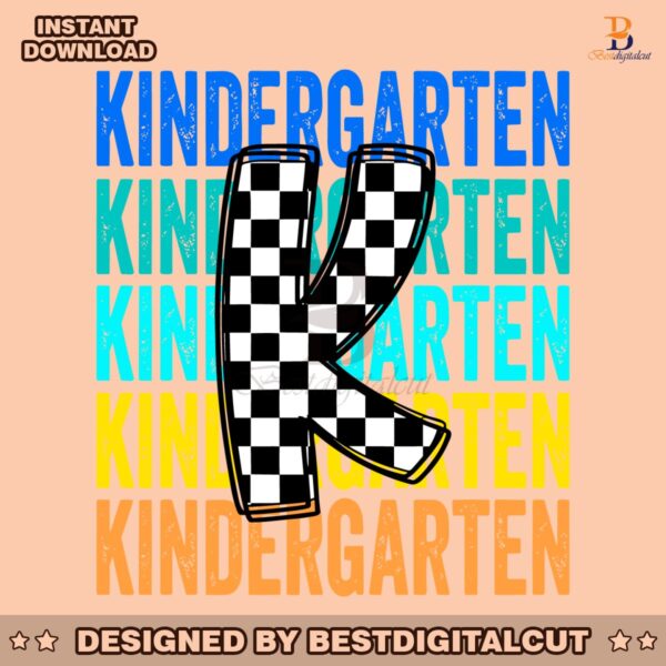 checkered-k-kindergarten-1st-day-of-school-svg