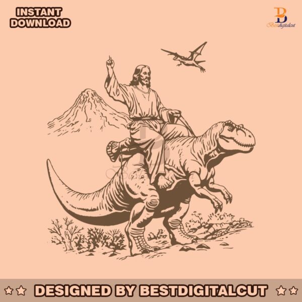 vintage-90s-jesus-riding-dinosaur-svg