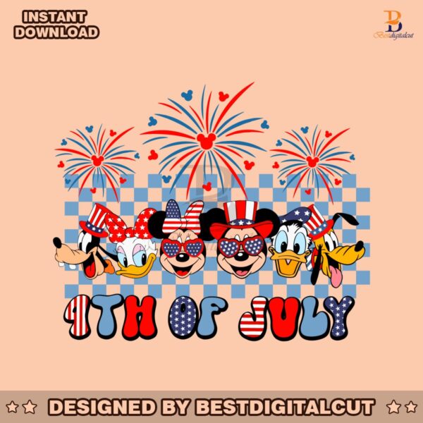 checkered-disney-mickey-and-friends-4th-of-july-svg