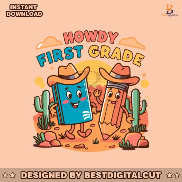 howdy-first-grade-cowboy-book-pencil-svg