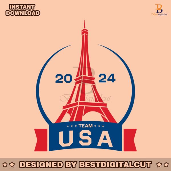 team-usa-2024-eiffel-tower-paris-olympic-svg