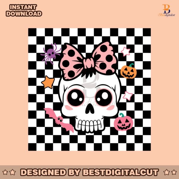 halloween-coquette-cute-skull-checkered-svg