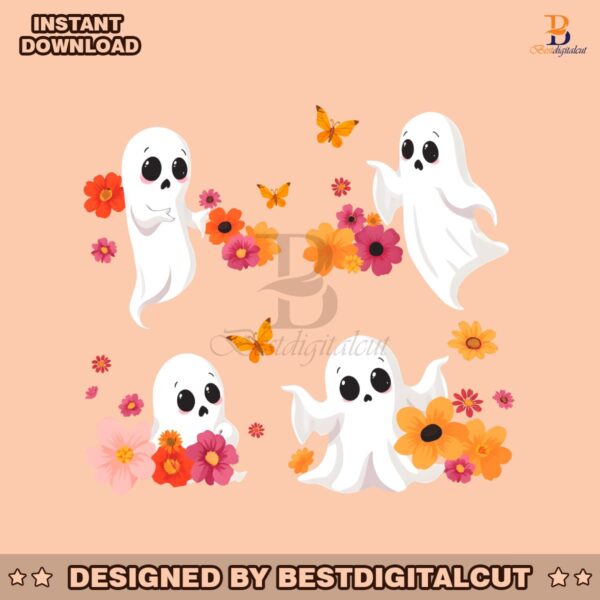 retro-floral-cute-halloween-ghosts-png