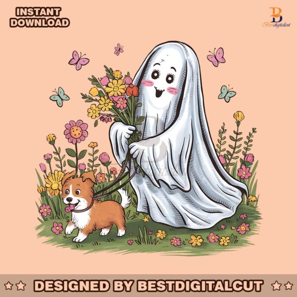 cute-dog-mom-floral-ghost-dog-png