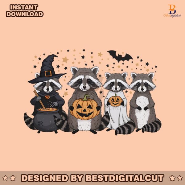 retro-raccoon-halloween-cute-spooky-season-png