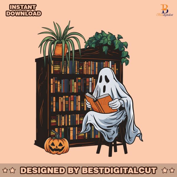 bookish-ghost-spooky-library-book-lover-reading-png