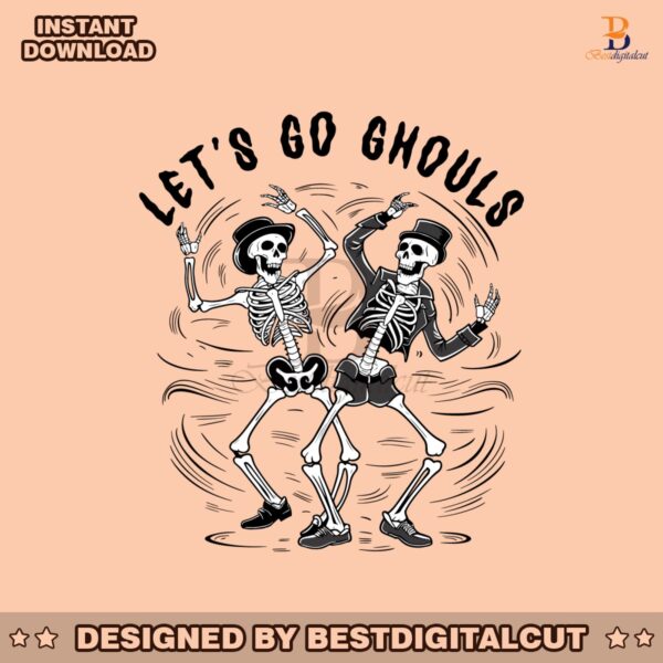 western-halloween-lets-go-ghouls-dancing-skeleton-svg