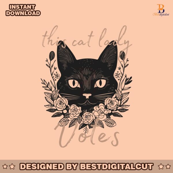 this-cat-lady-votes-floral-black-cat-svg