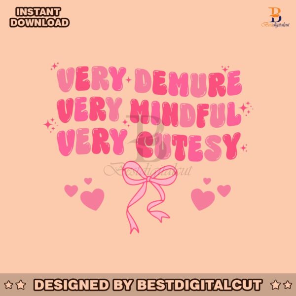 very-demure-very-mindful-very-cutesy-pink-bow-svg