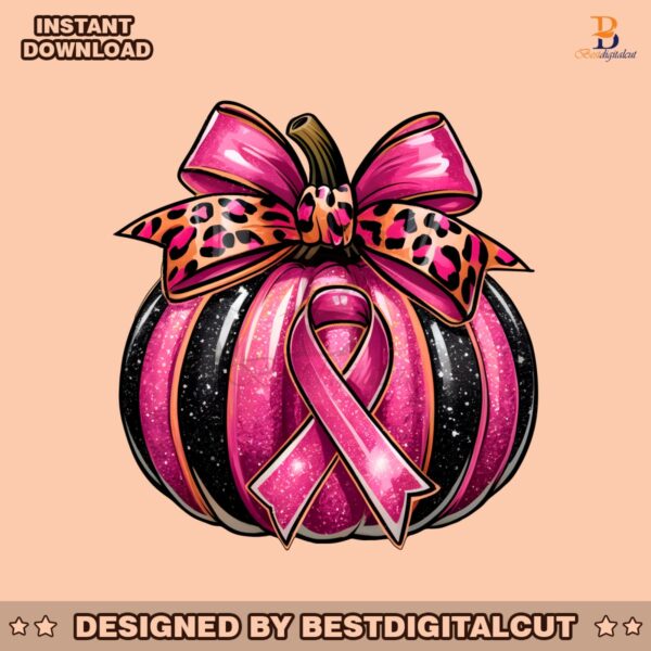 leopard-ribbon-bow-pumpkin-breast-cancer-png