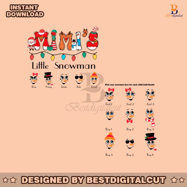 personalized-christmas-grandmother-png-custom-mimi-nana-snowman-design-kids-and-grandchildren-names-png-mimis-little-snowman-christmas