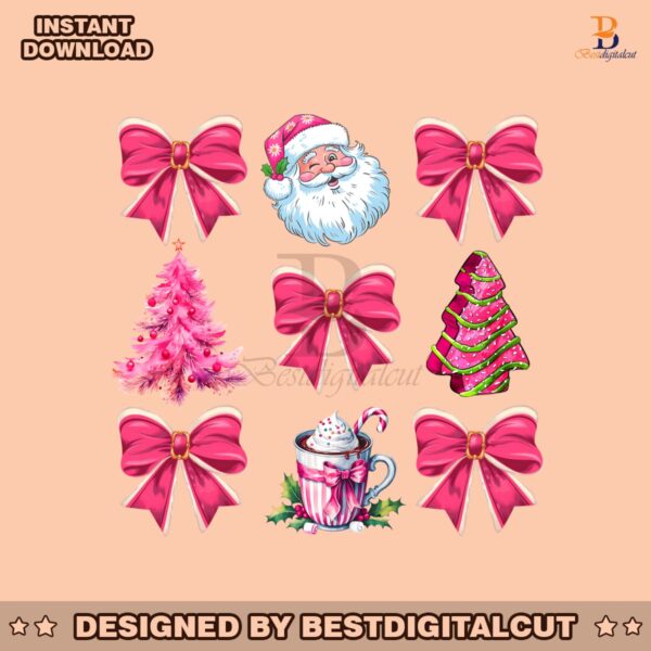 pink-coquette-christmas-santa-claus-tree-cake-hot-cocoa-png