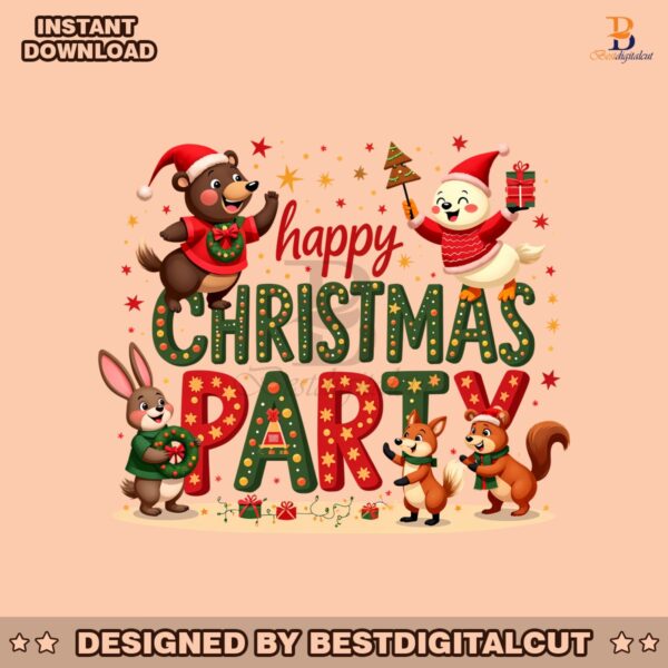 cartoon-happy-christmas-party-2024-christmas-farm-animal-png