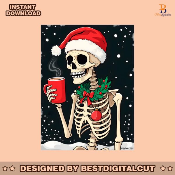 retro-christmas-coffee-lover-christmas-skull-coffee-png