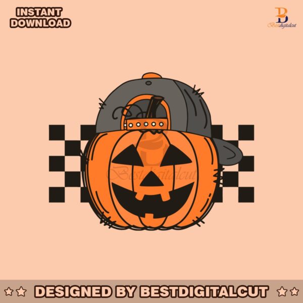 checkered-pumpkin-cap-halloween-svg