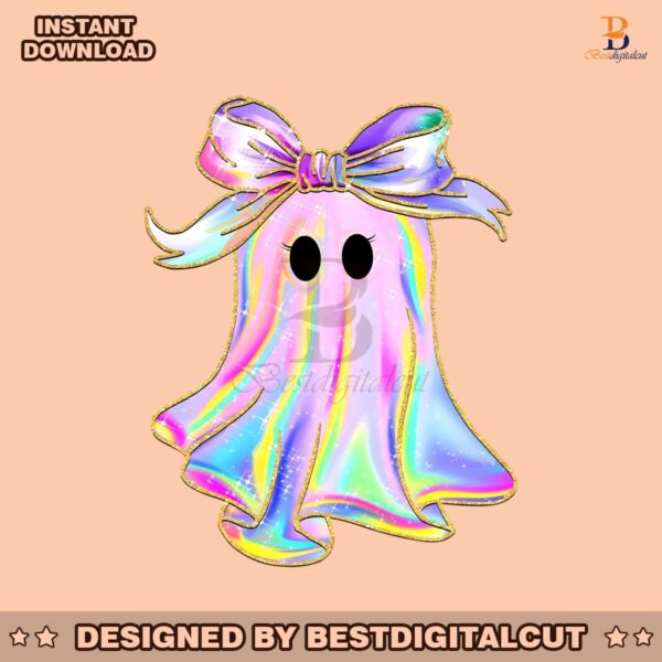 glitter-iridescent-ghost-pumpkin-coquette-bow-png