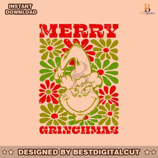 retro-vintage-floral-merry-grinchmas-gricnh-head-svg