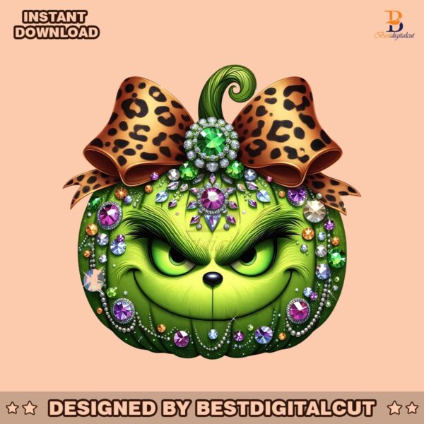 christmas-leopard-coquette-grinch-pumpkin-gemstone-png