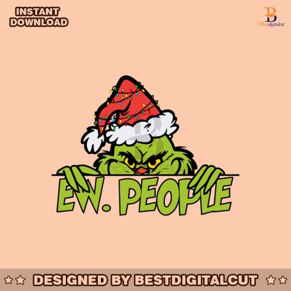 retro-funny-ew-people-grinchmas-santa-hat-christmas-light-svg