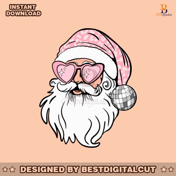 retro-pink-santa-claus-leopard-santa-hat-sunglasses-svg