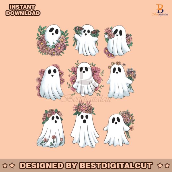 retro-halloween-cute-flower-ghosts-spooky-season-png-bundle