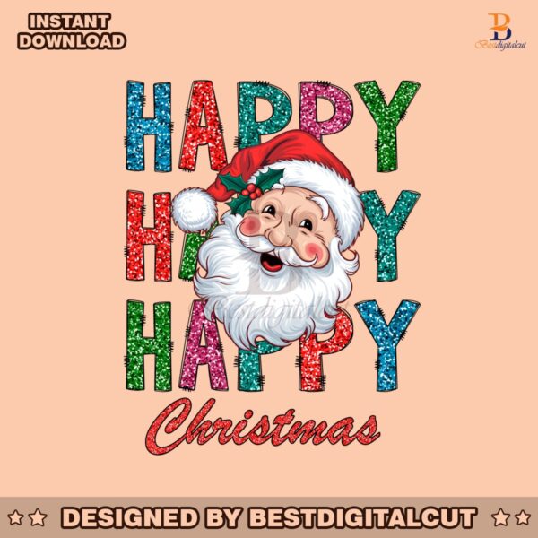 glitter-happy-christmas-santa-claus-png-sublimation-design