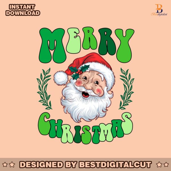 retro-groovy-green-merry-christmas-santa-claus-png