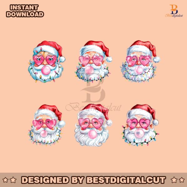 retro-pink-santa-christmas-png-bundle-coquette-retro-holiday-design-pink-girly-christmas-sublimation-trending-festive-png