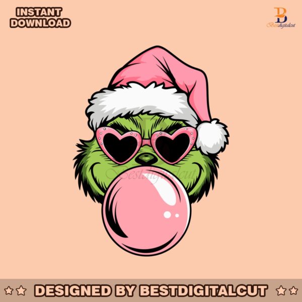 pink-christmas-grinch-blowing-bubble-heart-sunglasses-svg