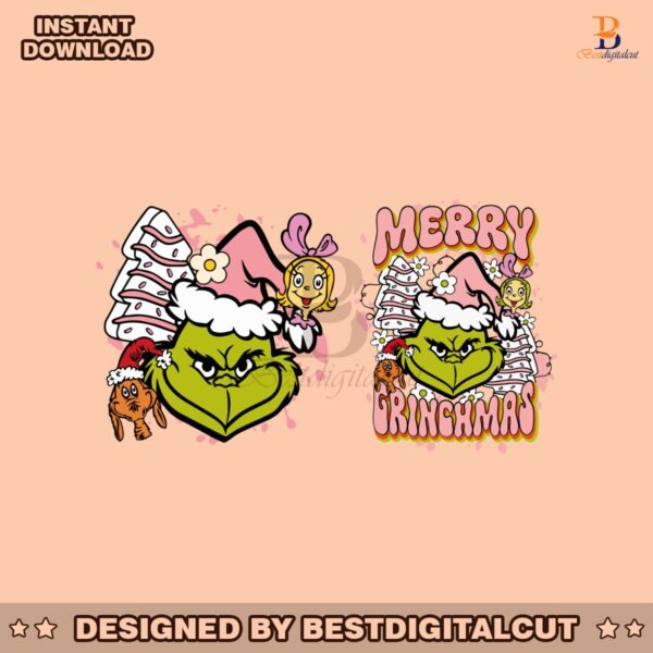 retro-pink-christmas-merry-grinchmas-tree-cake-svg