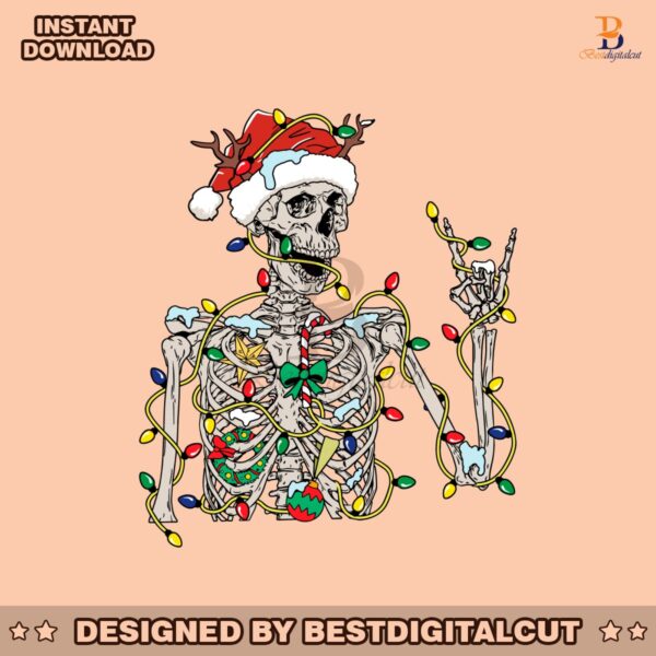 dead-in-side-skeleton-christmas-light-santa-hat-svg