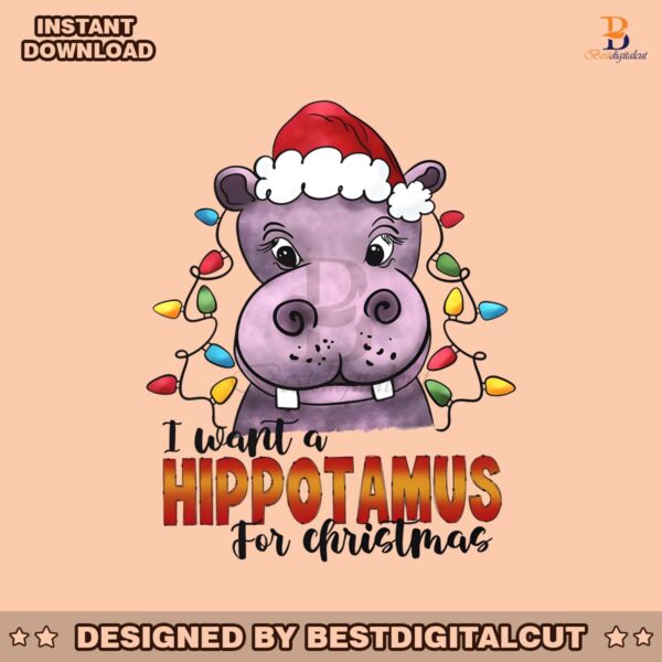 i-want-a-hippopotamus-for-christmas-light-santa-hat-png