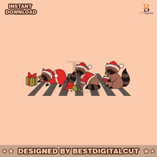 racoon-christmas-santa-hat-cross-the-road-svg