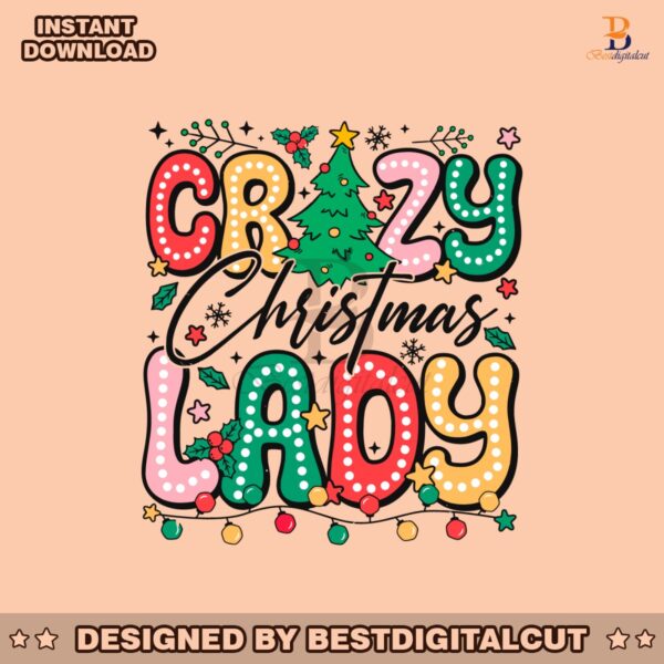 retro-groovy-crazy-christmas-lady-doodle-dots-svg