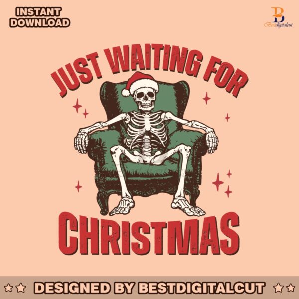 retro-just-waiting-for-christmas-skeleton-santa-hat-svg