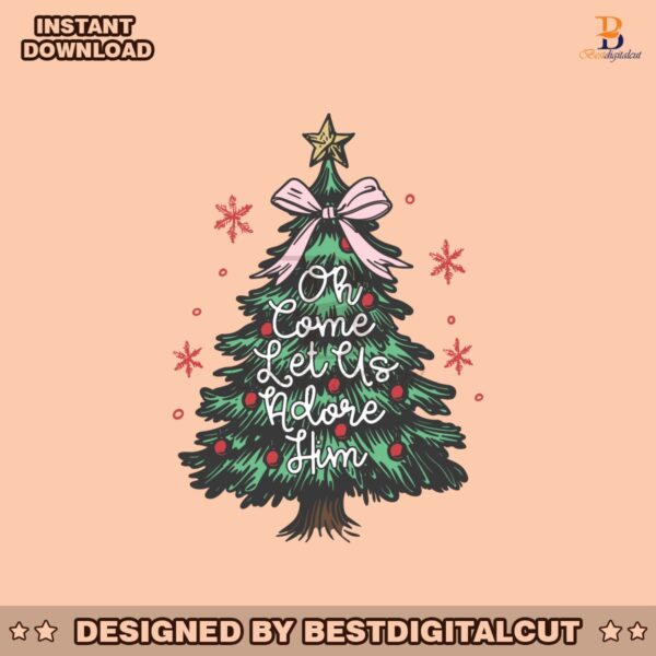 retro-vintage-christmas-tree-oh-come-let-us-adore-him-svg