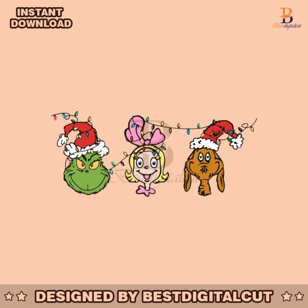 funny-the-grinch-characters-christmas-light-santa-hat-svg