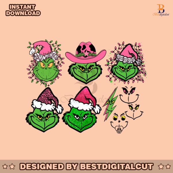 retro-pink-christmas-grinch-head-and-face-western-grinchmas-svg-png-bundle