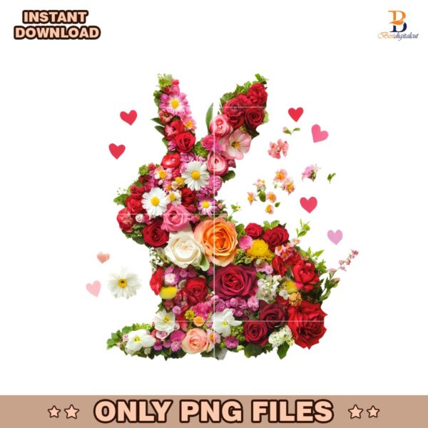 Happy Easter Floral Cute Bunny Easter PNG