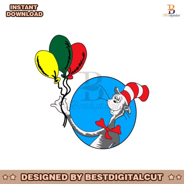 the-cat-in-the-hat-with-ballons-svg-instant-download