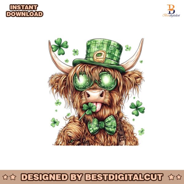 highland-cow-st-patricks-day-coquette-lucky-leaf-png