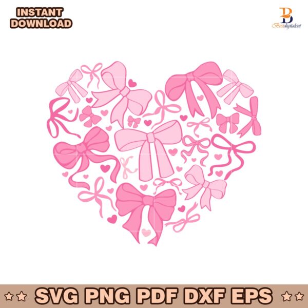 Pink Coquette Bow Valentine Heart Love Girls Svg