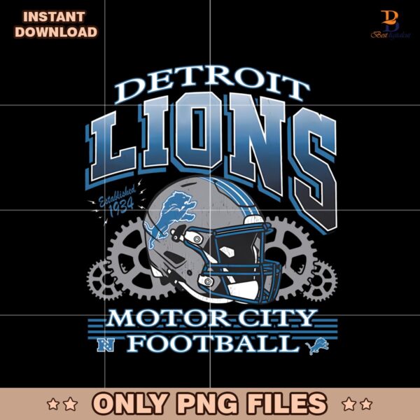 Vintage Logo Detroit Lions Motor City Football Helmet PNG