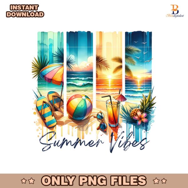 Beach Summer Vibes Brushstroke PNG Sublimation