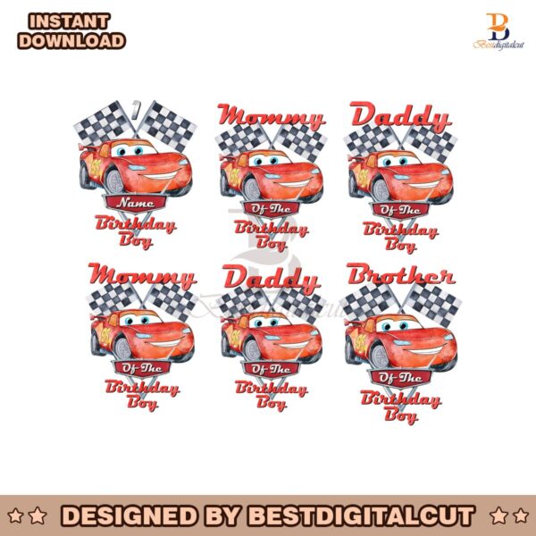 Birthday Boy Lightning McQueen Disney Family Png Bundle