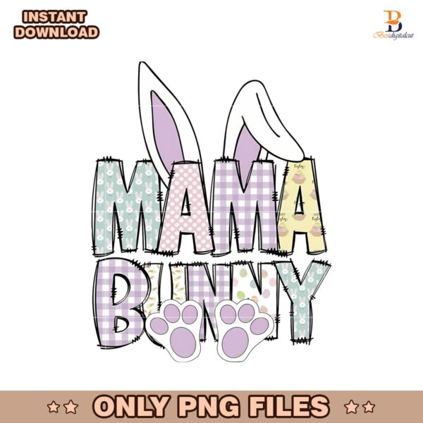 Checkered Mama Bunny Easter Png Instant Download