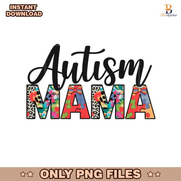 Colorful Floral Leopard Autims Mama PNG