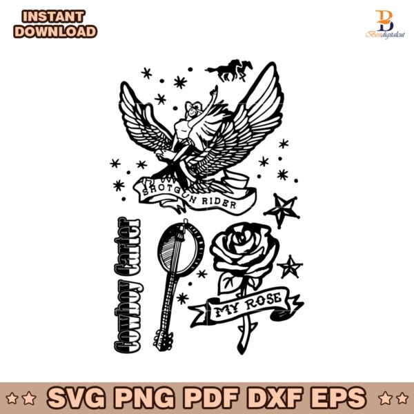 Cowboy Carter Shotgun Rider My Rose Beyonce Tattoos SVG
